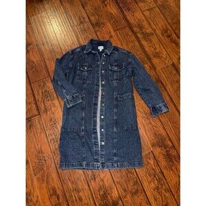 Future Collective Reese Blutstein Womens Blue Jean Jacket Long Jacket  Sz Large